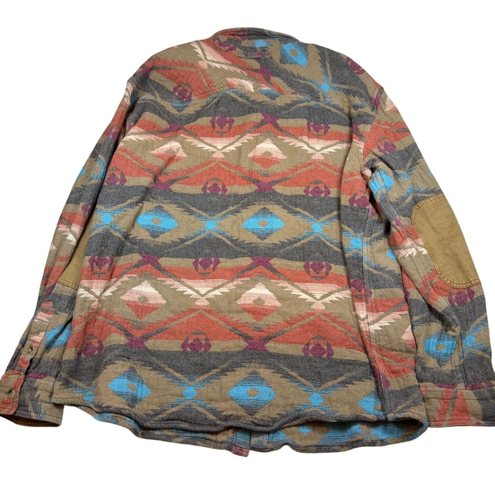 Legendary Whitetails Mens 4XL Southwestern Flannel Shirt Elbow Patches Aztec - Picture 2 of 9